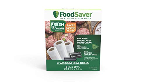 FoodSaver Vacuum Sealer Bags, Rolls for Custom Fit Airtight Food Storage and Sou