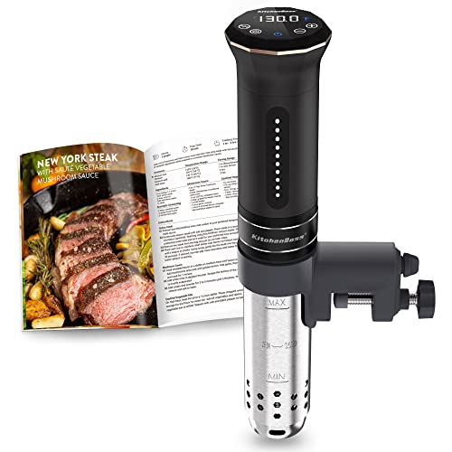 NOVETE Sous Vide Cooker Immersion Circulator Cooker for Tender Steak Home Sous Vide Machine Recipe Book Included IPX7 Immersion Cooker with Digital Display Precise Temperature and Timer Control 