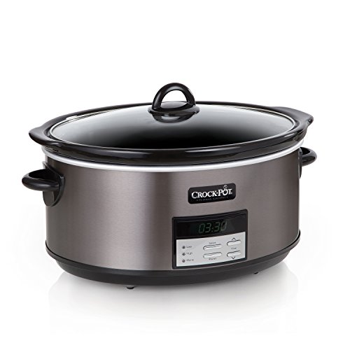 Crockpot 8 Quart Slow Cooker with Auto Warm Setting and Cookbook, Black...
