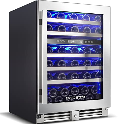 BODEGA 24 Inch Wine Cooler,56 Bottle Wine Refrigerator Dual Zone, Built-In...
