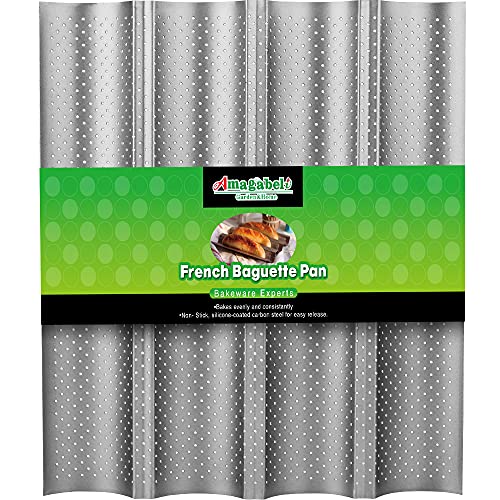 Amagabeli Baguette Pan 15' x 13' Commercial Carbon Stee Nonstick for French...