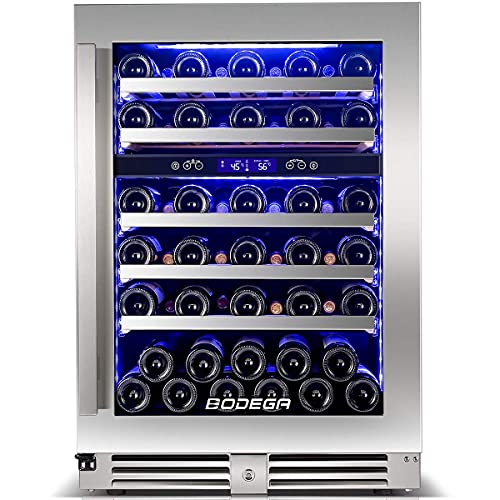 BODEGA 24 Inch Wine Cooler,56 Bottle Wine Refrigerator Dual Zone, Built-In...