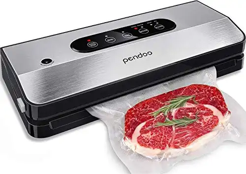 Vacuum Sealer Machine, Pendoo Automatic Food Sealer for Food Savers, Led Touch-Screen Controls, 4 Food Modes with Low Noise , Seperated Design Easy to Clean Vacuum Sealer(15 Pack Bags)