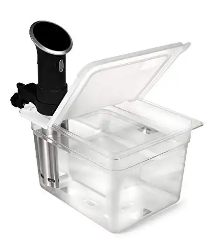 Everie Sous Vide Container with Universal Collapsible Hinged Lid