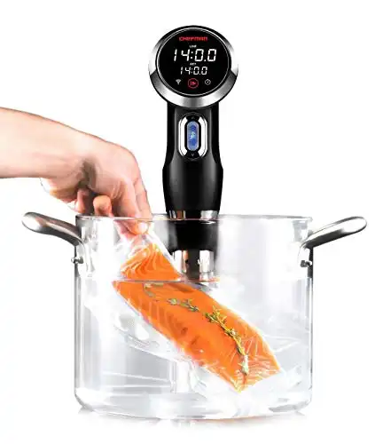 Chefman Sous Vide Immersion Circulator w/ Wi-Fi, Bluetooth & Digital Interface, Touchscreen Display, Sous-Vide Cooker Includes Connected App for Guided Cooking, Adjustable Clamp, 1100 Watts, Black