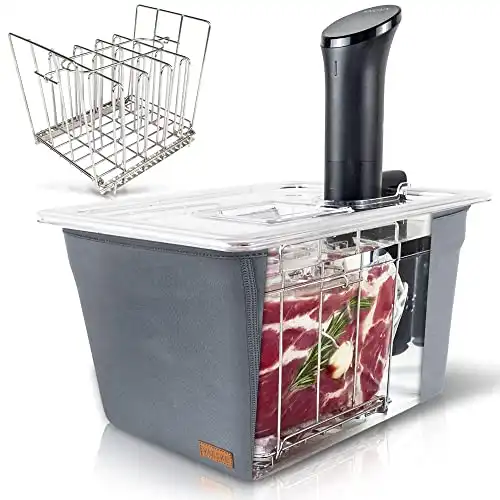 VÄESKE Sous Vide Container with Lid, Sous Vide Rack & Insulating Sleeve