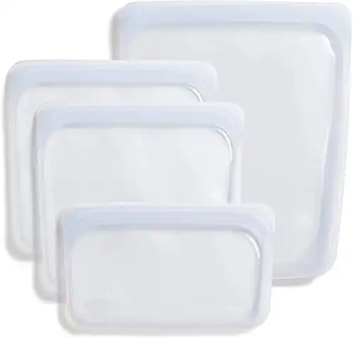 Stasher Silicone Reusable Storage Bag, Bundle 4-Pack Small (Clear), Leakproof