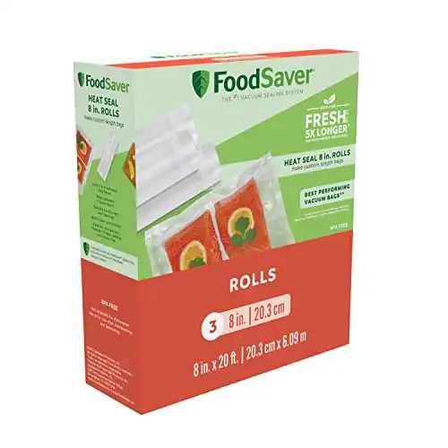 FoodSaver Vacuum Sealer Bags, Rolls for Custom Fit Airtight, 8" x 20'