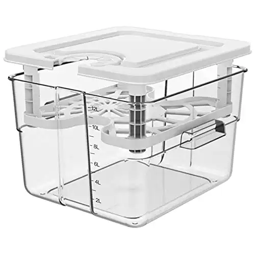 Sous Vide Container with Lid and Adjustable Rack