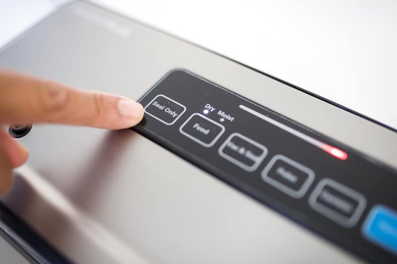 Pressing the Seal Only button on the INKBIRDPLUS Vacuum Sealer.