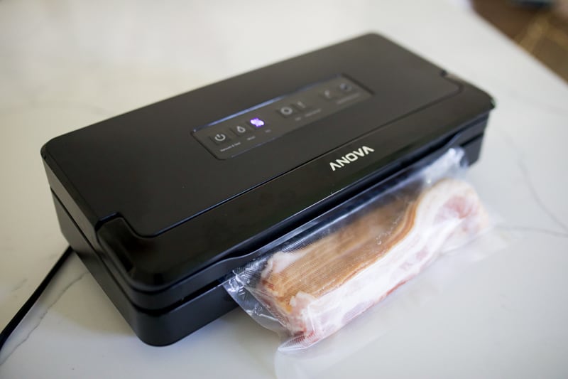 Anova Pro vacuum sealer sealing bacon.