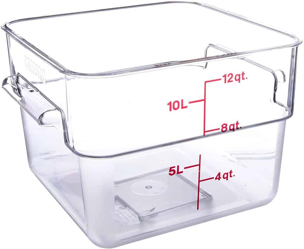  Cambro 12-Quart Camwear Square Food Storage Container, Polycarbonate, Clear