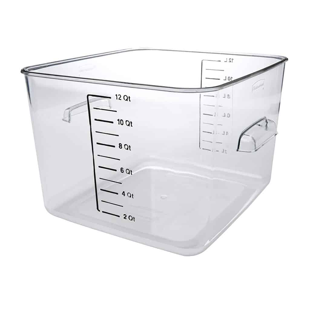 Rubbermaid Commercial Products, Plastic Space Saving Square Food Storage Container for Kitchen/Sous Vide