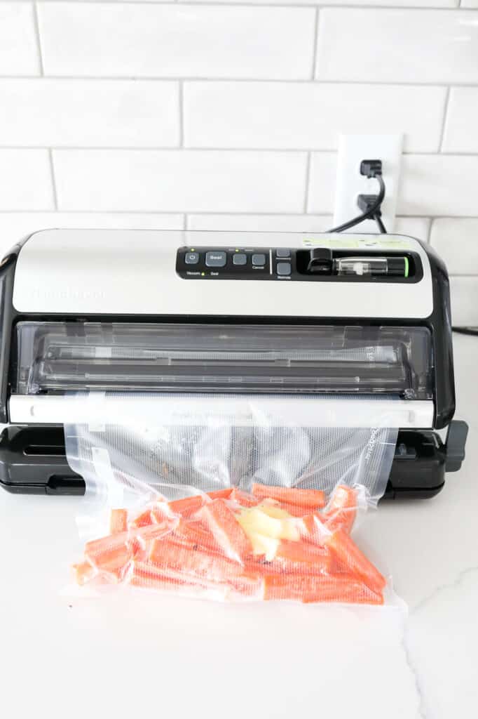 vacuum sealing bag of carrots