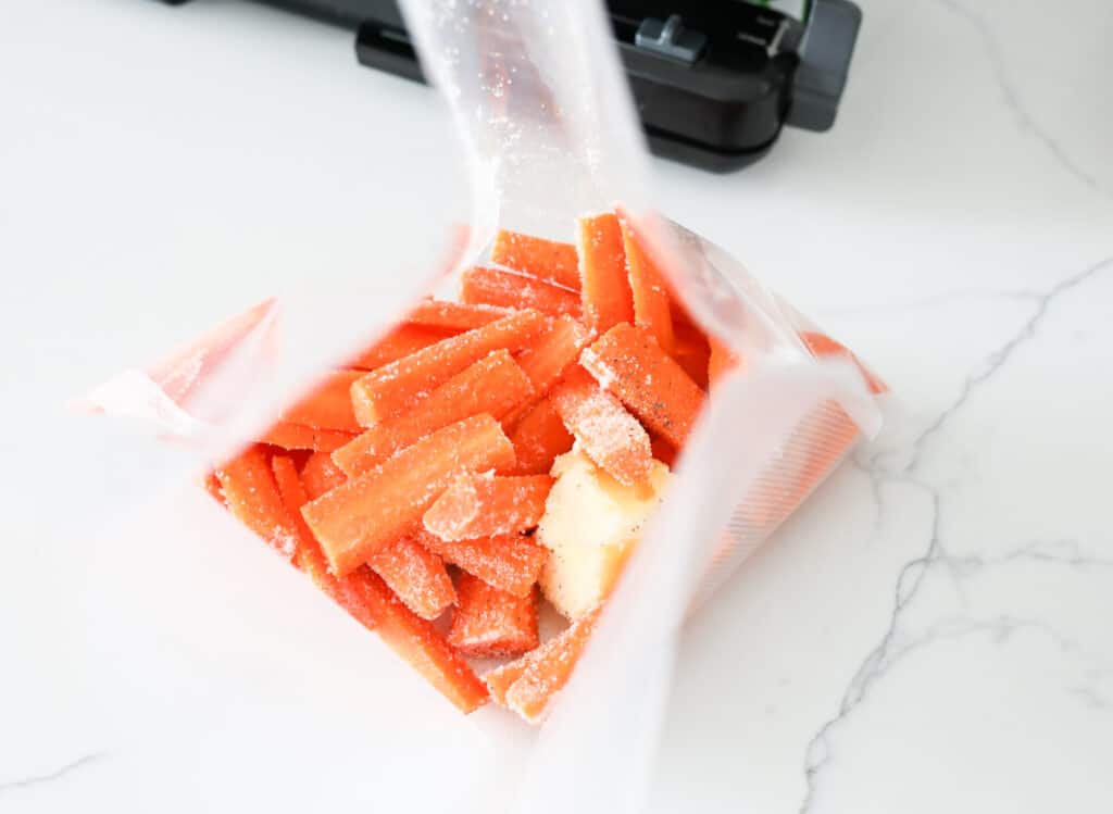 carrots in sous vide bag
